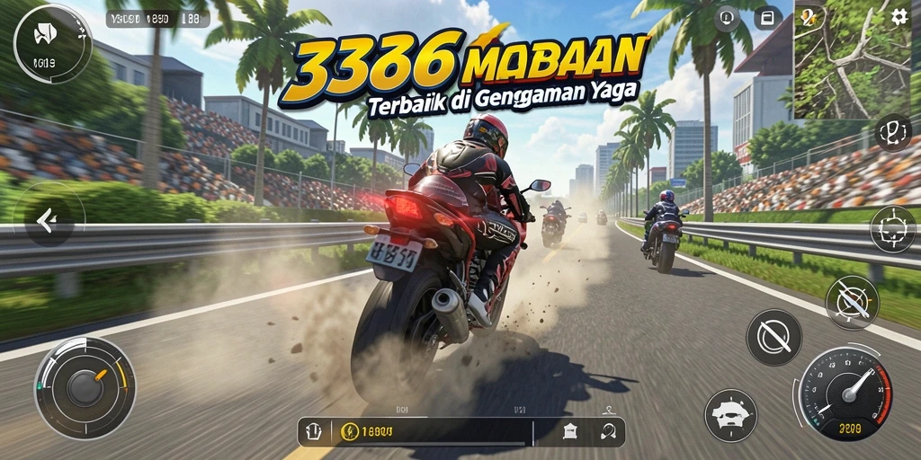 Gameplay mendebarkan di lintasan balap motor.
