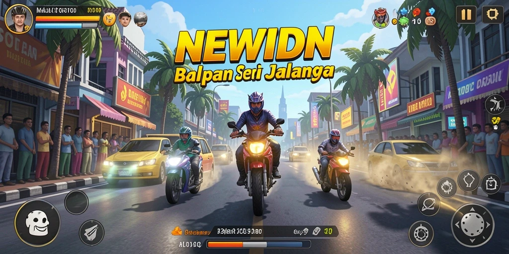 Tampilan gameplay seru dalam balapan yang menegangkan.