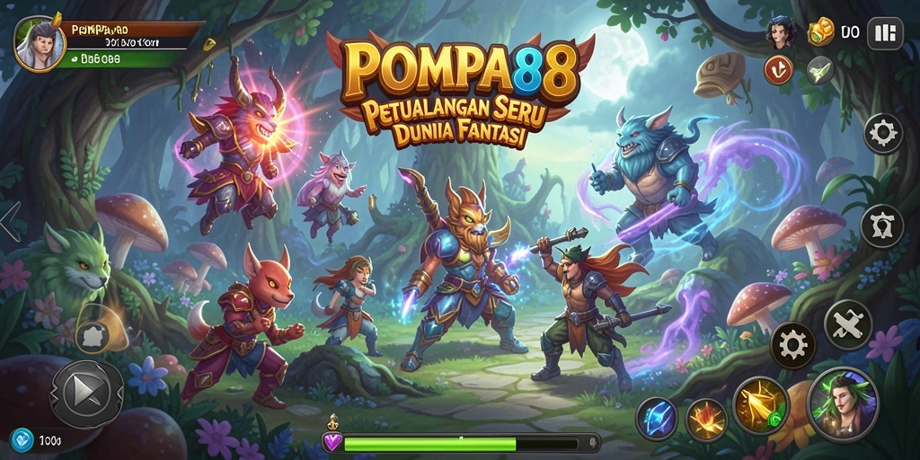 Screenshot gameplay POMPA88 menampilkan petualangan seru di dunia fantasi.