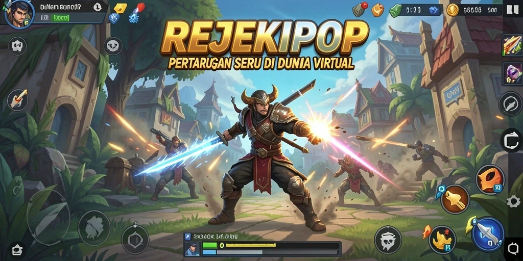 Tampilan menarik dari gameplay pertarungan di REJEKIPOP.